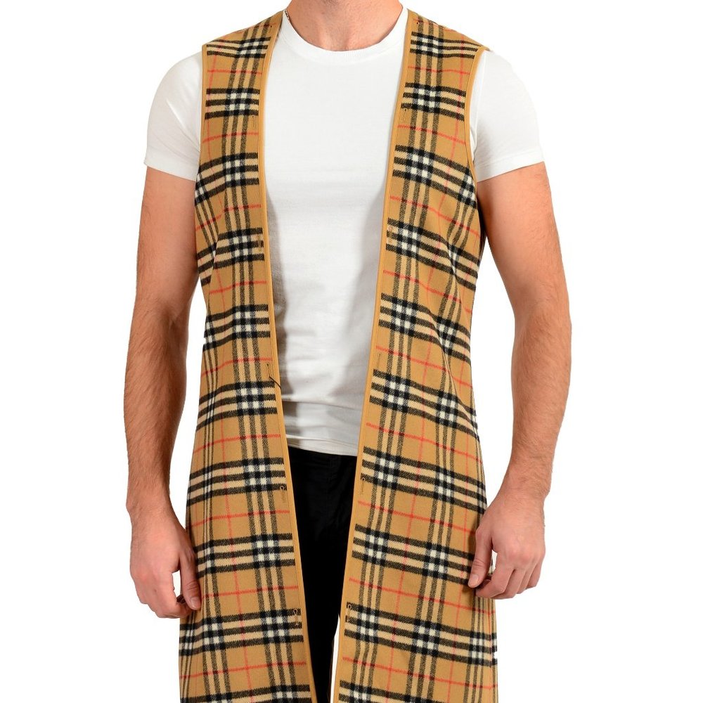 Burberry "Westminster Warmer" Checkered Wool Cashmere Vest Warmer